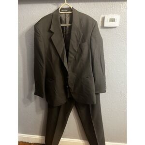 Kilburne and Finch Mens 43R Grayish Green Pinstrip2 Piece Suit Button Wool Blen